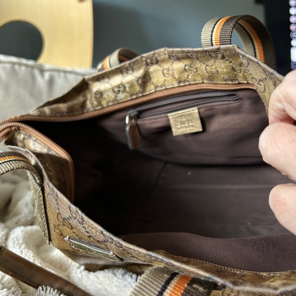 Vintage GUCCI GG Crystal Shoulder Tote PVC Leather Gold - Picture 5 of 9